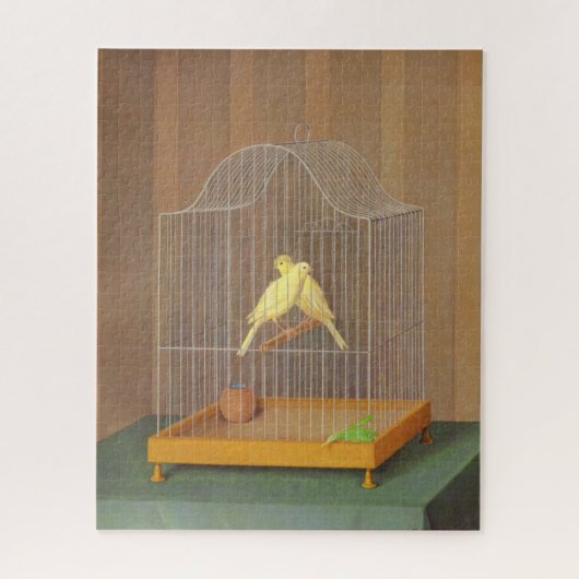 Zwei Kanaren in einem Käfig (von Antonio Donghi) Puzzle (Vertikal)