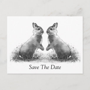 Zwei Kaninchen (Bunnies): Save the Date Ankündigungspostkarte