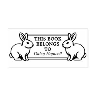 Zwei Kaninchen - Dieses Buch gehört zu (Ex Libris) Gummistempel