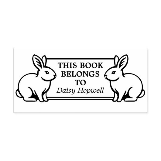 Zwei Kaninchen - Dieses Buch gehört zu (Ex Libris) Gummistempel (Prägung)