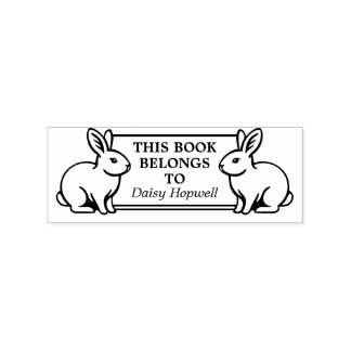 Zwei Kaninchen - Dieses Buch gehört zu (Ex Libris) Gummistempel