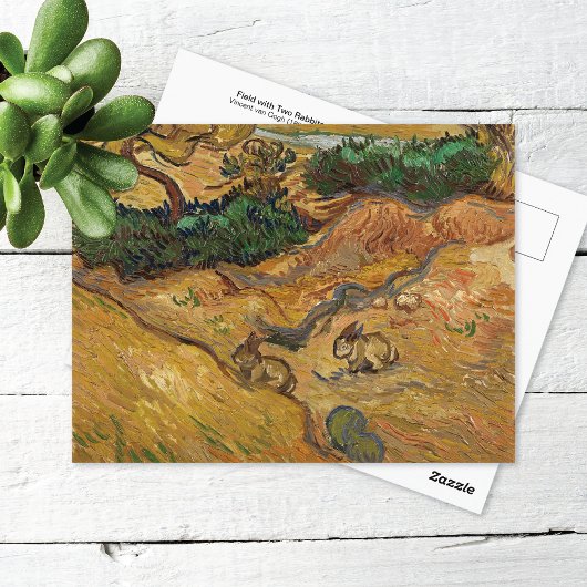 Zwei Kaninchen im Feld Vincent van Gogh Postcard Postkarte