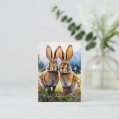 Zwei Kaninchen in einer Bergwiese individuell anpa Visitenkarte (Stehend Vorderseite)