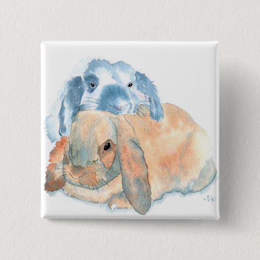 Zwei Kaninchen-Knöpfe Button (Vorderseite)