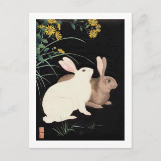 Zwei Kaninchen nachts Postkarte