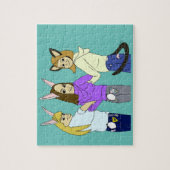 Zwei Kaninchen und ein Kätzchen Puzzle (Vertikal)