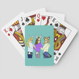 Zwei Kaninchen und ein Kätzchen Spielkarten
