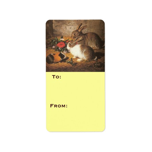 Zwei Kaninchen und eine Guinea Adressaufkleber (Vorne)