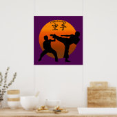 Zwei Karate-Kämpfer mit wachsender Sonne Poster (Küche)