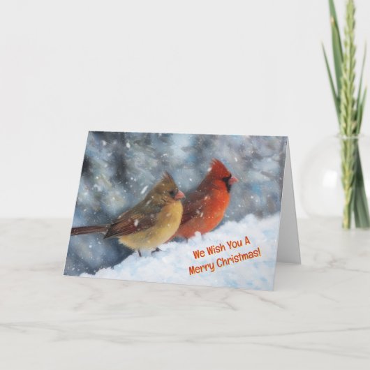 Zwei Kardinal Birds Couple Niedliche Weihnachtskar Karte (Vorderseite)