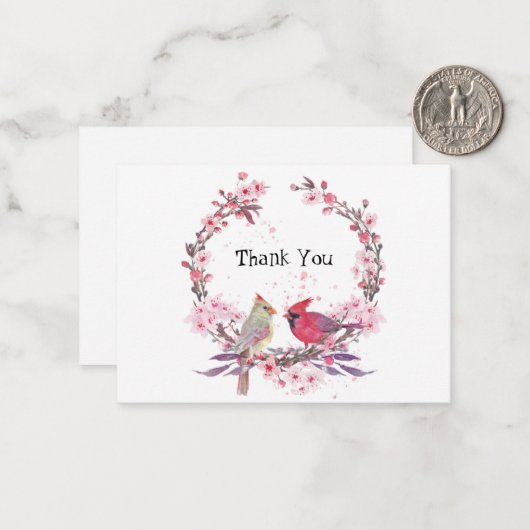 Zwei Kardinal Danke Karte (Vorderseite/Rückseite Beispiel)