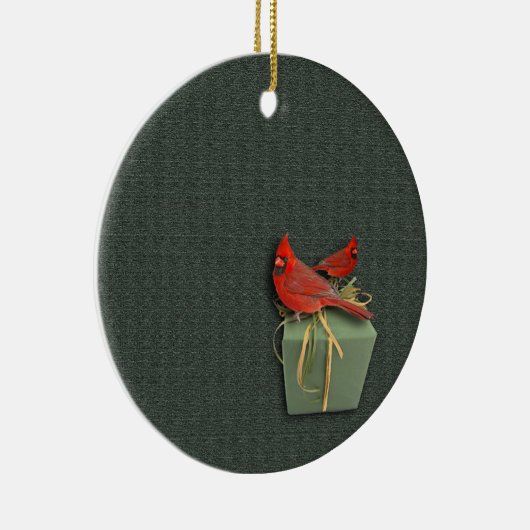 Zwei Kardinäle Keramik Ornament (Rechts)