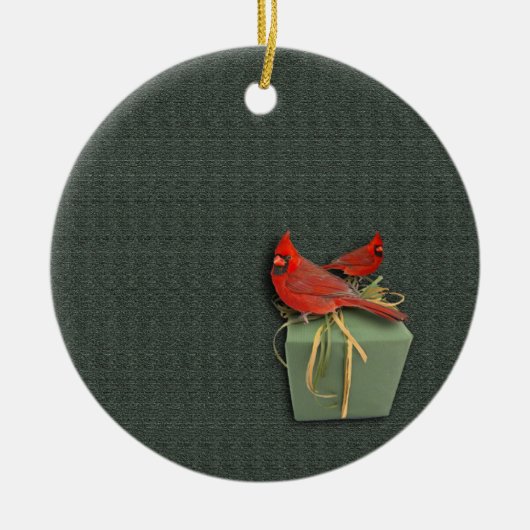 Zwei Kardinäle Keramik Ornament (Vorne)