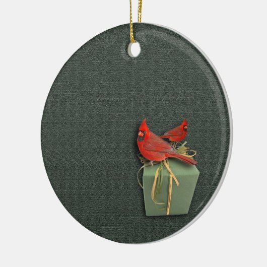 Zwei Kardinäle Keramik Ornament (Links)