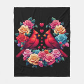 Zwei Kardinäle mit farbenfrohen Rose und Herz Fleecedecke (Vorderseite)