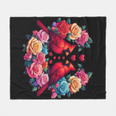 Zwei Kardinäle mit farbenfrohen Rose und Herz Fleecedecke (Vorderseite (Horizontal))