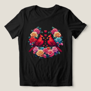 Zwei Kardinäle mit farbenfrohen Rose und Herz Tri-Blend Shirt