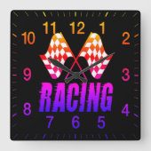 Zwei karierte laufende Flaggen für den Quadratische Wanduhr (Vorderseite)