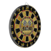 Zwei karierte Rennfahnen für den Wettbewerb gewinn Dartscheibe (Vorderseite Links)