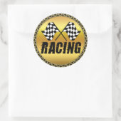 Zwei karierte Rennfahnen für den Wettbewerb gewinn Runder Aufkleber (Tasche)