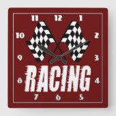 Zwei karierte Rennflaggen für den Wettbewerb 1 T Quadratische Wanduhr (Vorderseite)