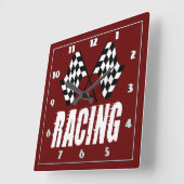 Zwei karierte Rennflaggen für den Wettbewerb 1 T Quadratische Wanduhr (Winkel)