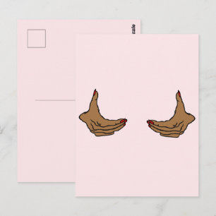 Zwei karikierte schwarze weibliche Hände, die die Postkarte