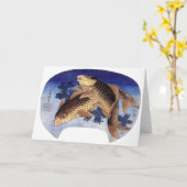 Zwei Karpfen, Hokusai Karte (Gelbe Blume)