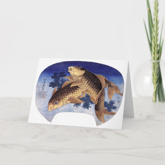 Zwei Karpfen, Hokusai Karte (Vorderseite)