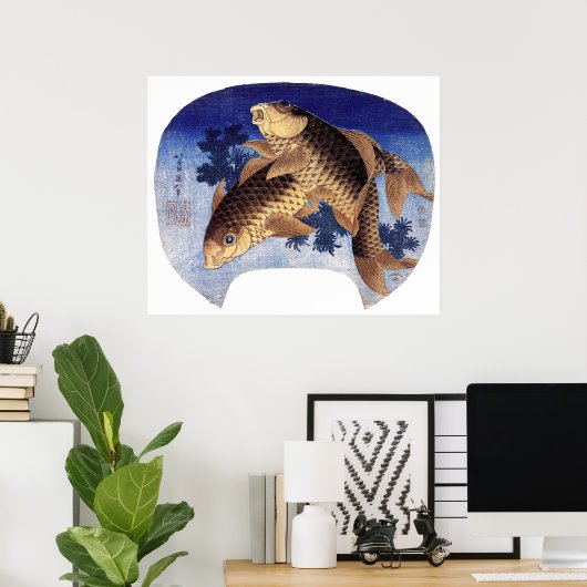 Zwei Karpfen, Hokusai Poster (Heimbüro)