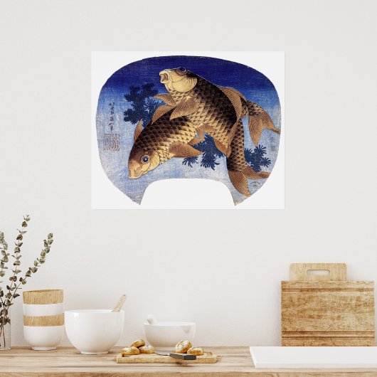 Zwei Karpfen, Hokusai Poster (Küche)