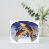 Zwei Karpfen, Hokusai Postkarte (Stehend Vorderseite)