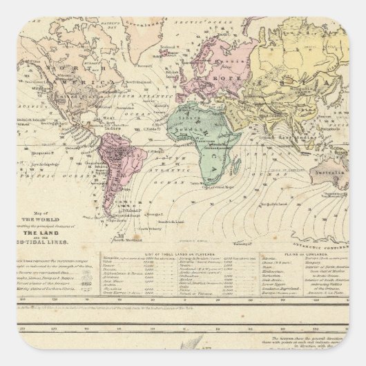 Zwei Karten der Welt Quadratischer Aufkleber (Vorderseite)