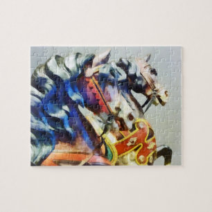 Zwei Karussellpferde Nahaufnahme Puzzle
