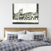 Zwei Kätzchen auf Klaviertastatur (B&W) Leinwanddruck (Insitu (Schlafzimmer))