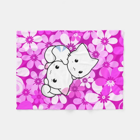 Zwei Kätzchen auf rosa Hintergrund Fleecedecke (Vorderseite (Horizontal))