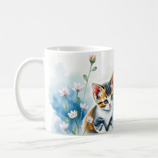 Zwei Kätzchen im Blumengarten Kaffeetasse (Links)