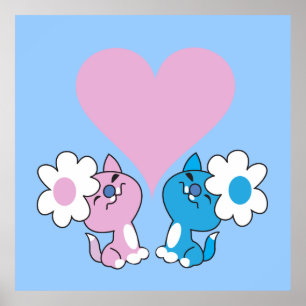 Zwei Kätzchen in Liebe Poster