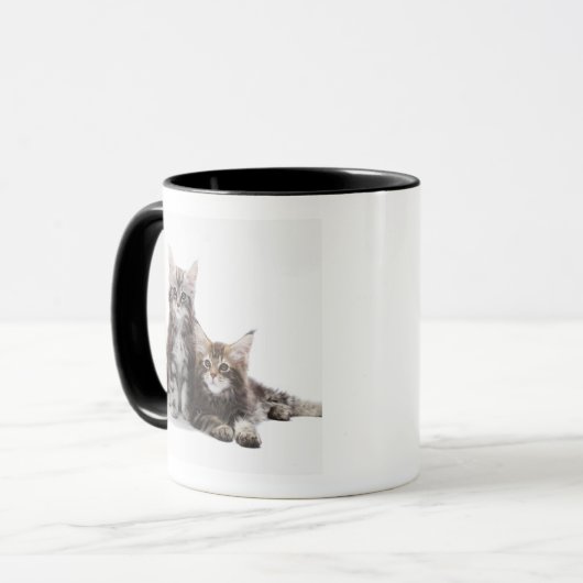 Zwei Kätzchen Maine-Waschbärkatze Tasse (Vorderseite Links)