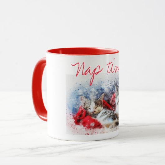 Zwei Kätzchen Nickerchen Zeit Tasse (Vorderseite Links)