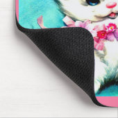 zwei Kätzchen und viele Blume Mousepad (Ecke)