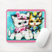 zwei Kätzchen und viele Blume Mousepad (Mit Mouse)