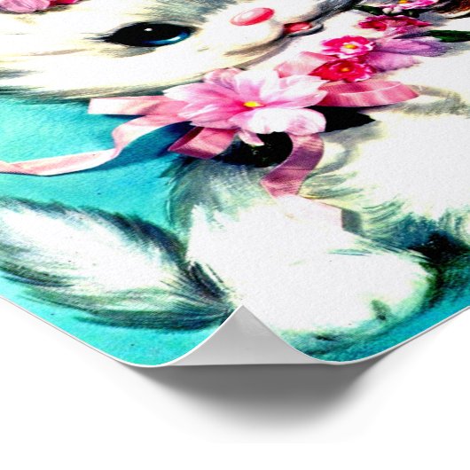 zwei Kätzchen und viele Blume Poster (Ecke)