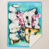 zwei Kätzchen und viele Blume Sherpadecke (Vorderseite)