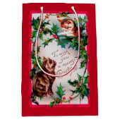 Zwei Kätzchen und Weihnachten Holly Mittlere Geschenktüte (Vorderseite)