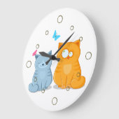Zwei Kätzchen Wall Clock Große Wanduhr (Winkel)