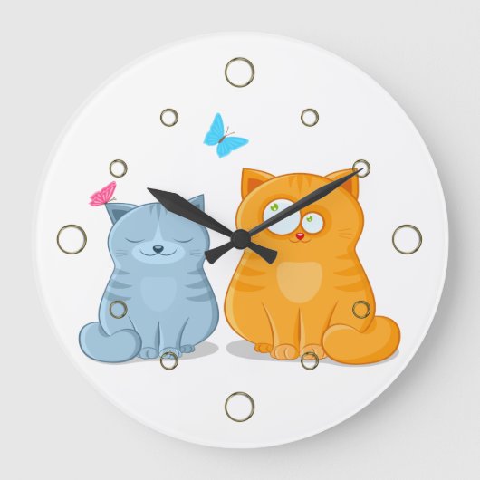 Zwei Kätzchen Wall Clock Große Wanduhr (Vorderseite)
