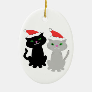 Zwei Kätzchen-Weihnachtsverzierung Keramik Ornament