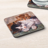 Zwei KätzchenSnuggle durch Henriëtte Ronner-Knip Getränkeuntersetzer (Linke Seite)