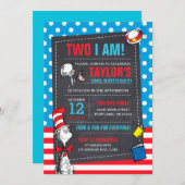 Zwei | Katze im Hutschloss Geburtstag Einladung (Vorne/Hinten)